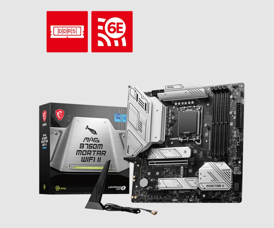 MSI PRO B760M MORTAR WIFI II mATX Motherboard | Intel 12th/13th Gen, DDR5, Wi-Fi 6E MSI