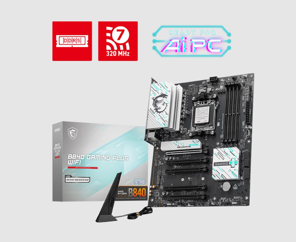 MSI B840 GAMING PLUS WIFI AM5 Motherboard | Ryzen & DDR5 Ready MSI