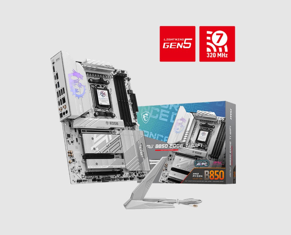 MSI B850 EDGE TI WIFI ATX Motherboard - AM5, DDR5, PCIe 5.0, Wi-Fi 7 MSI