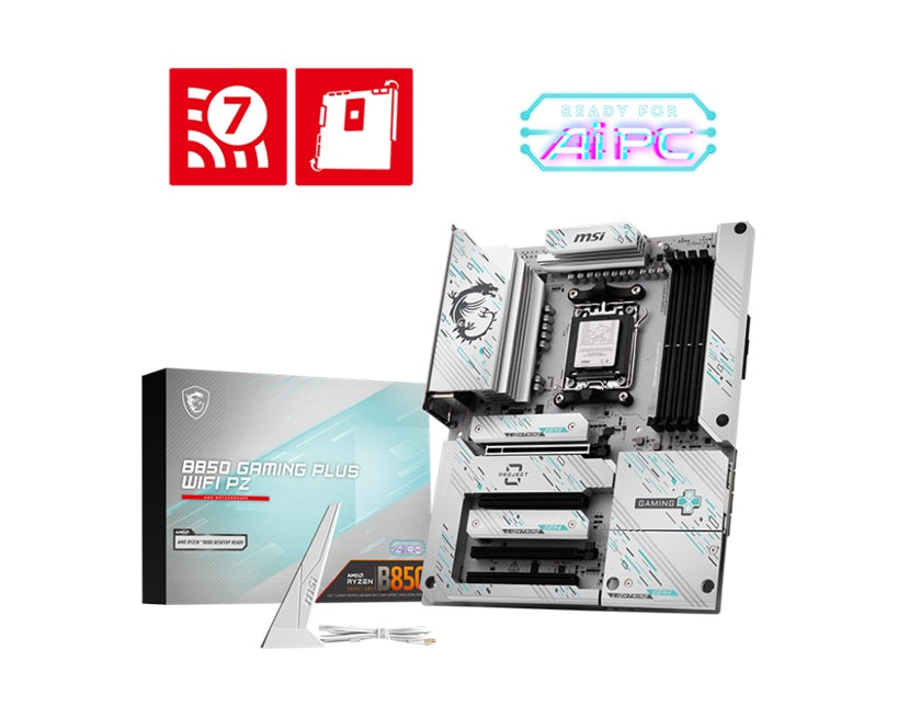 MSI B850 GAMING PLUS WIFI PZ, AMD Ryzen, 4x DDR5 256GB, 4x PCIe x16 slot, 3x M.2, 4x SATA 6G, 8x USB 2.0, Wi-F