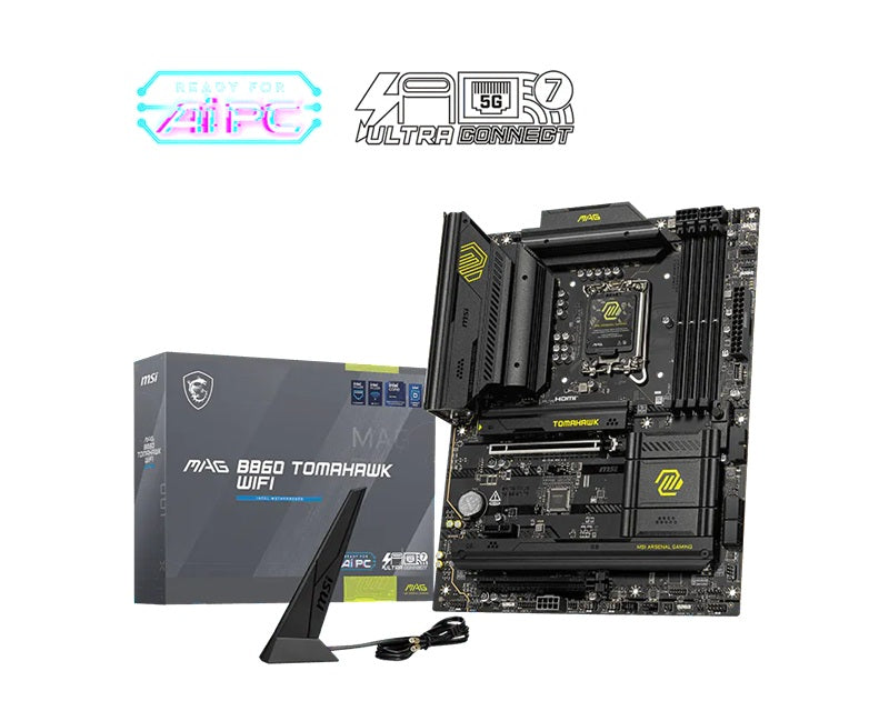 MSI MAG B860 TOMAHAWK WIFI, INTEL B860, 4x DDR5 256GB, 1x HDMI, 2x PCI-E x16 slot, 1x PCI-E x1, 3x M.2, 4x SAT