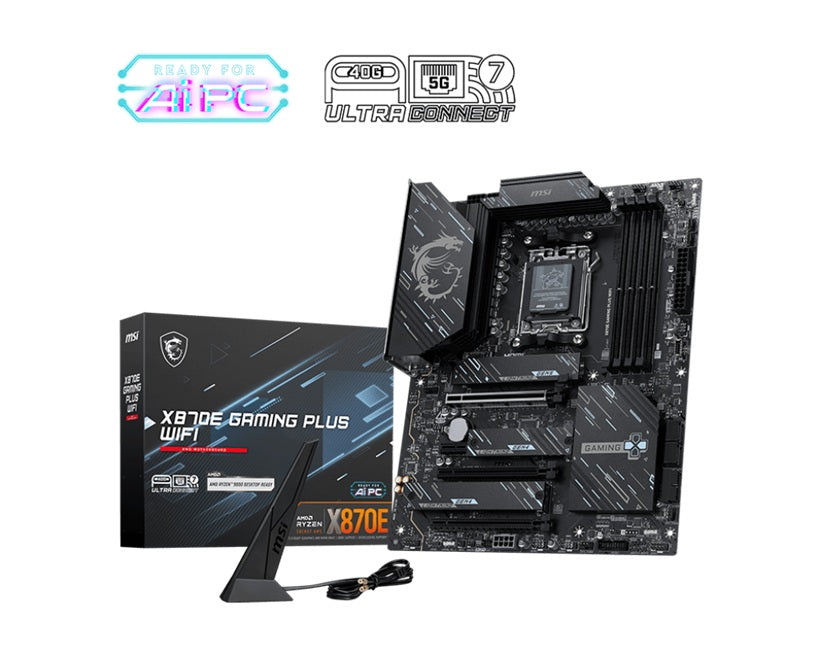 MSI X870E GAMING PLUS WIFI, AM5, Ryzen 7000-9000, X870E, DDR5-8200+, PCIe5 x16, M.2 Gen5, WiFi7, BT5.4, 5G LAN
