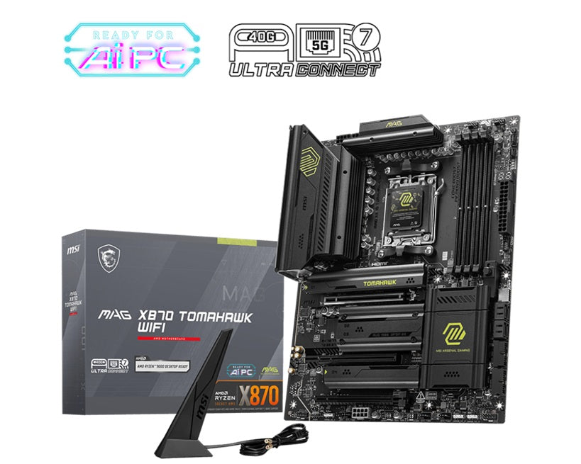 MSI MAG X870 TOMAHAWK WIFI AMD AM5 Motherboard - Ryzen Ready, Wi-Fi 7 MSI