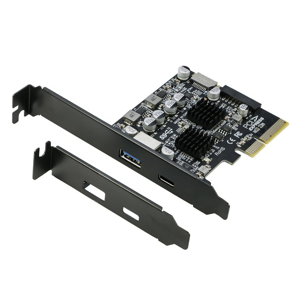 PCIe USB 3.2 Gen 2 10Gbps Card with USB-C, USB-A & Front Panel Ports