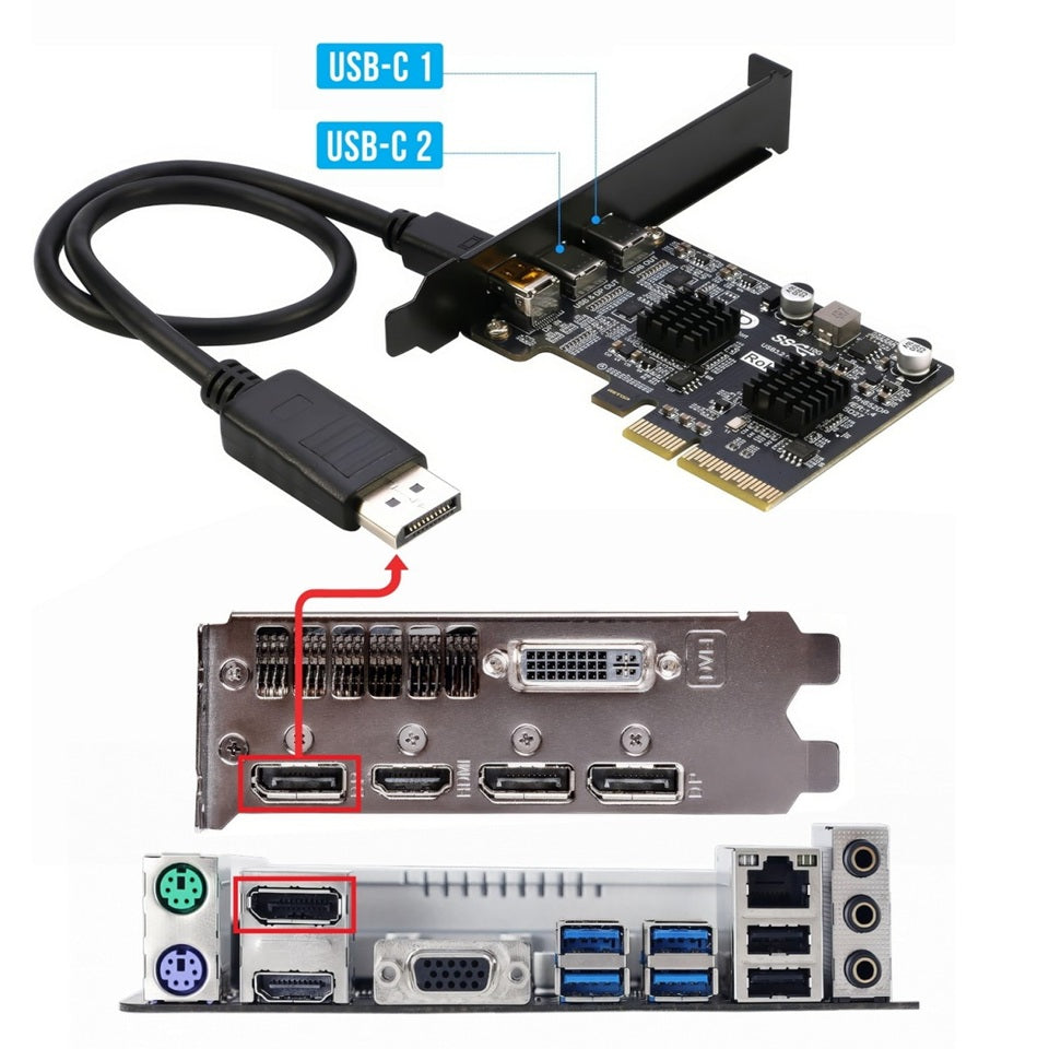 Simplecom EC365 PCIe USB-C Card - 10Gbps, 4K Video & DP Alt Mode