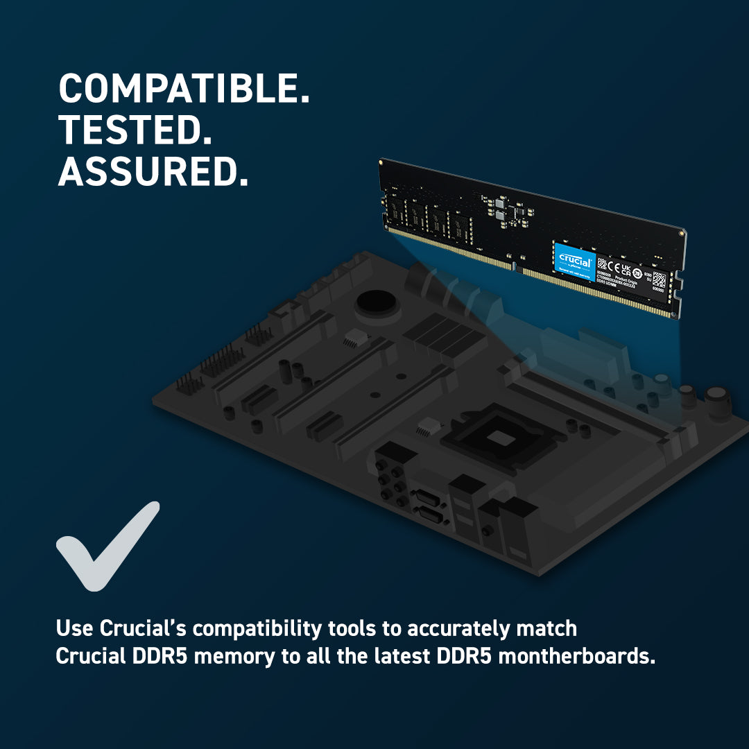 Crucial 32GB DDR5 4800MHz Desktop PC Memory | Fast Performance