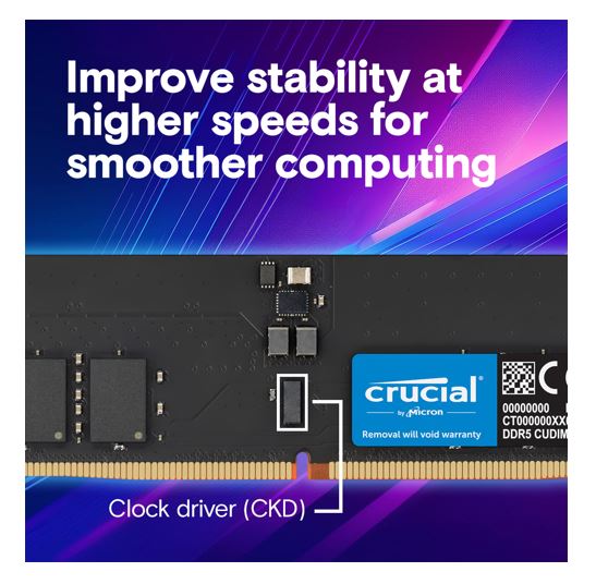 Crucial 32GB DDR5 6400MHz CUDIMM Desktop RAM for Intel Core Ultra AI PCs