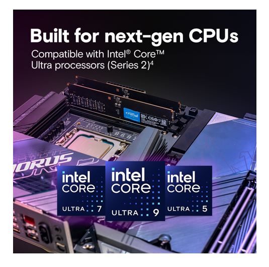 Crucial 64GB DDR5 CUDIMM 6400MHz Desktop RAM for Intel Core Ultra AI PCs