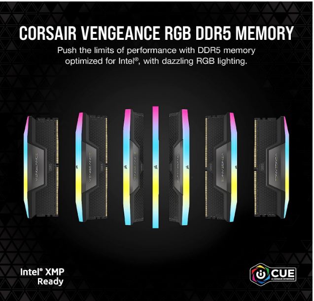 Corsair Vengeance RGB 32GB DDR5 6000MHz CL30 Gaming RAM - Grey