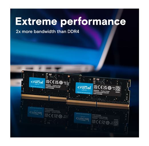 Crucial 64GB DDR5 5600MHz CL46 SODIMM RAM for Laptops & Compact Desktops