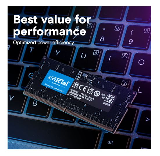 Crucial 64GB DDR5 5600MHz CL46 SODIMM RAM for Laptops & Compact Desktops