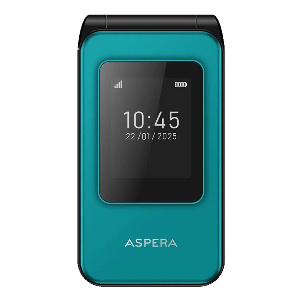 Aspera F46+ 4G Flip Phone - Easy Use, SOS, Charging Cradle - Green Aspera