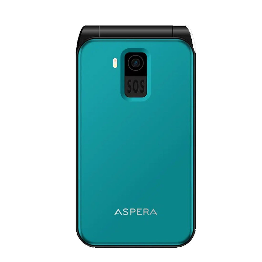 Aspera F46+ 4G Flip Phone - Easy Use, SOS, Charging Cradle - Green Aspera
