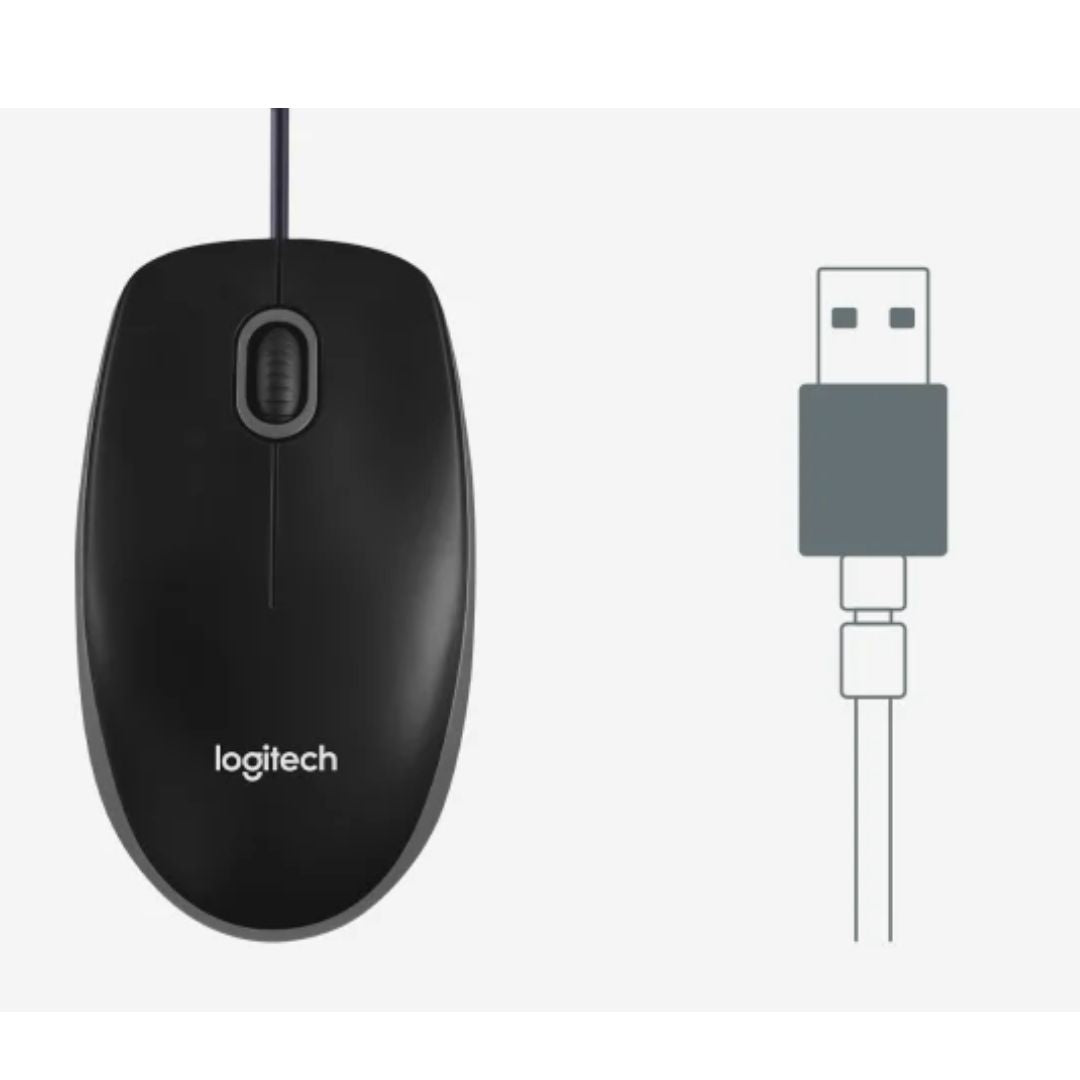 Logitech B100 Wired Optical USB Mouse - Comfortable for PC, Mac & Laptop Logitech
