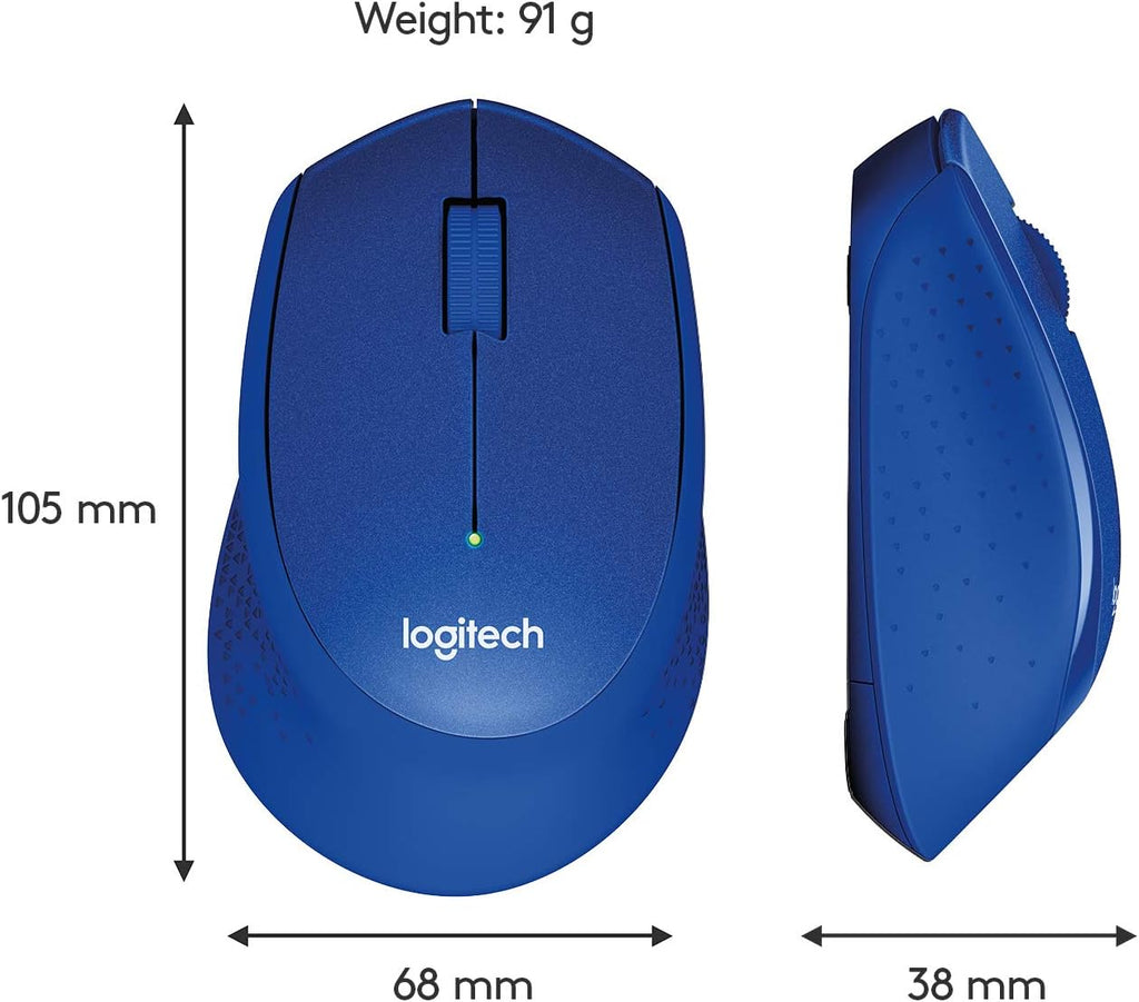 Logitech M331 Silent Plus Blue Wireless Mouse - Quiet & Comfy Logitech