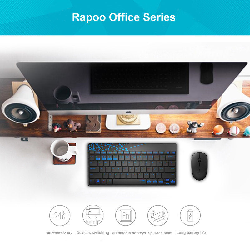 Rapoo 8000M Multi-Device Wireless Keyboard Mouse Combo - Bluetooth & 2.4GHz Rapoo