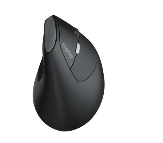 RAPOO EV250 Ergonomic Vertical Wireless Mouse 6 Buttons 800/1200/1600 DPI Optical Silent Click Mice - Black (R
