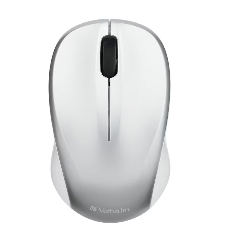 Silver Verbatim Silent Wireless Mouse with ergonomic grip