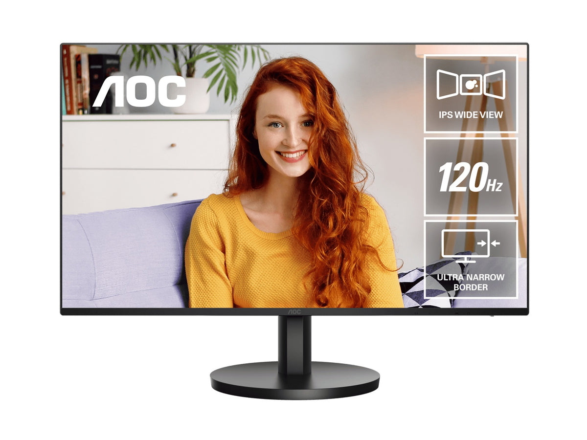 AOC 23.8' IPS 1ms 120hz, Ultra Slim, Speakers, Flicker Free, FHD 1920×1080@100Hz – HDMI, 1920×1080@60Hz – VGA.