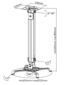 Adjustable Universal Projector Ceiling Mount for Sloped & Flat Ceilings Brateck
