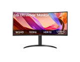 LG 34' UltraWide™ 100Hz WQHD Curved (1800R) Monitor, 3440x1440, 3-side Virtually Borderless Design, sRGB 99%