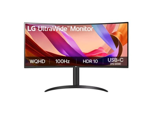 LG 34' UltraWide™ 100Hz WQHD Curved (1800R) Monitor, 3440x1440, 3-side Virtually Borderless Design, sRGB 99%