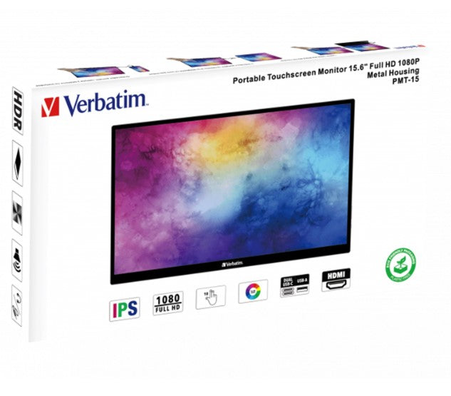 Verbatim 15.6 Portable Touchscreen Monitor for Laptop, Phone & Gaming Verbatim