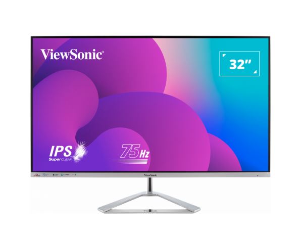 ViewSonic 32' Office Professional Stylish Elegant & Ultra Thin bezel, SuperClear IPS 4ms, FHD,HDMI,DP,VGA,Spea