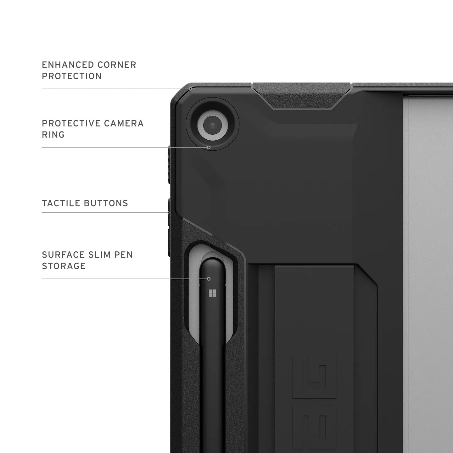 UAG Scout Black Rugged Case for Microsoft Surface Pro (12) 1st Gen - Military Drop Protection