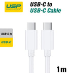 USP 60W USB-C to USB-C Fast Charge Cable 1M White - All Devices 