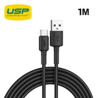 USP BoostUp Braided USB-C to USB-A Fast Charge Cable (1M) - Black 