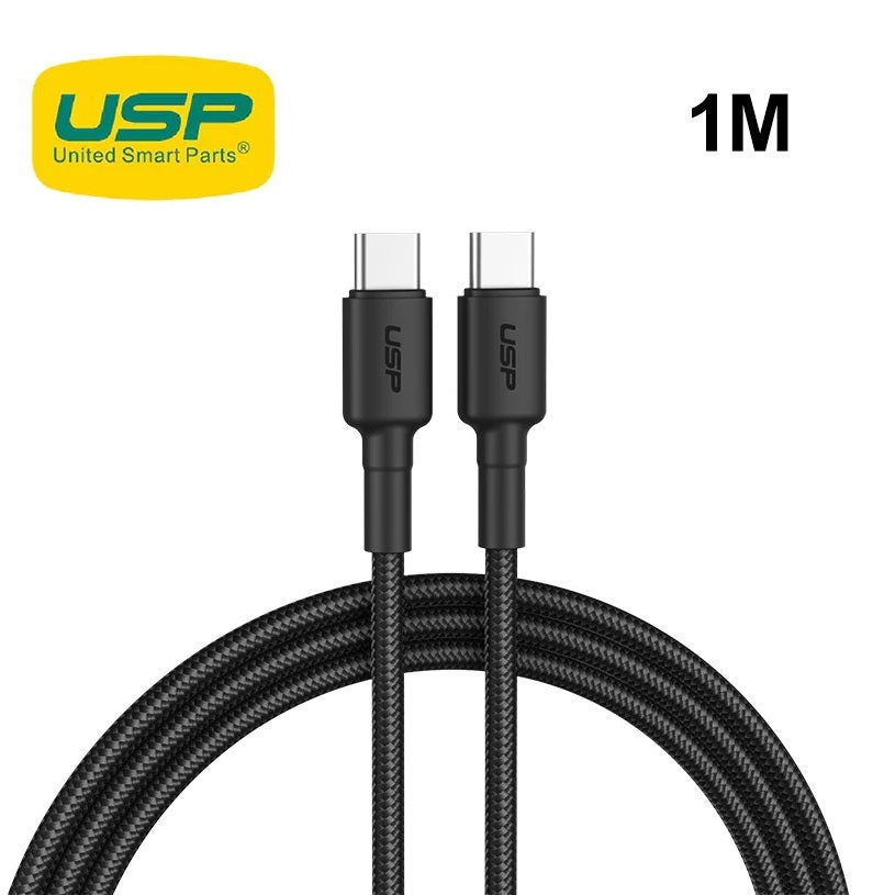 USP BoostUp Braided USB-C to USB-C Fast Charge Cable 1M Black