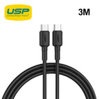 USP BoostUp Cafule 3M Braided USB-C Cable - Strong & Durable Black 
