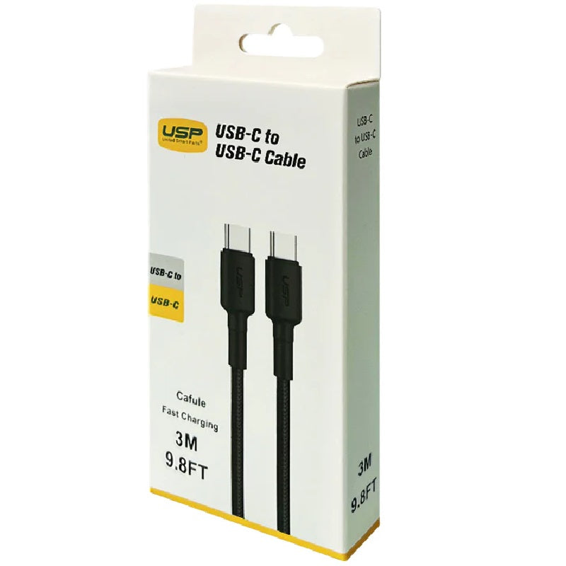 USP BoostUp Cafule 3M Braided USB-C Cable - Strong & Durable Black 