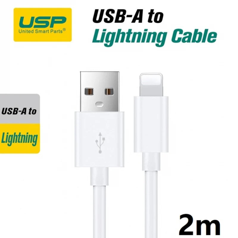 2M White Lightning to USB-A Cable | Fast Charge, Durable, 5-Year Warranty