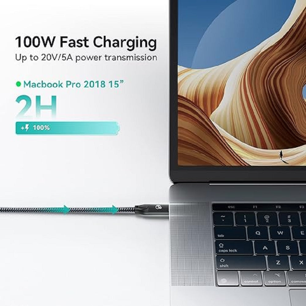 BoostUp Braided USB-C to USB-C Cable | 100W Fast Charge, 20Gbps, 8K Video 