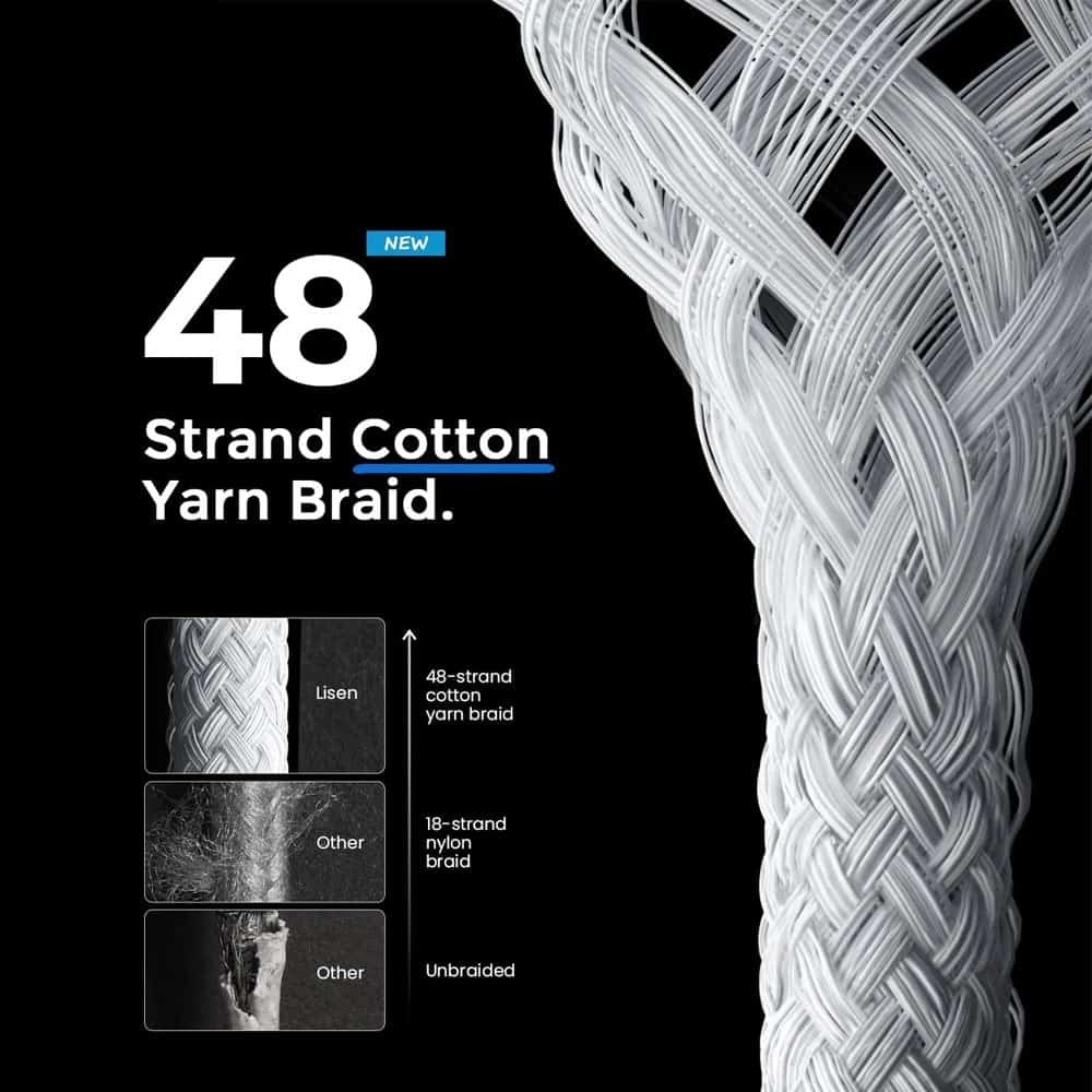 BoostUp Short White Braided USB-C Cable - 60W Fast Charge & Durable