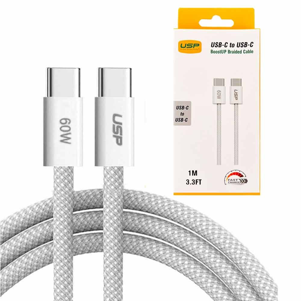 Durable Braided USB-C to USB-C Cable 1M - 60W Fast Charge 