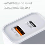 USP 20W Dual Port Fast Wall Charger | USB-C PD & USB-A QC | White