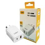 USP 30W Dual Port Fast Wall Charger - USB-C PD & QC 3.0 - White 