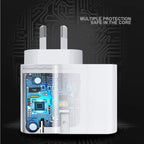 USP 30W Dual Port Fast Wall Charger - USB-C PD & QC 3.0 - White 