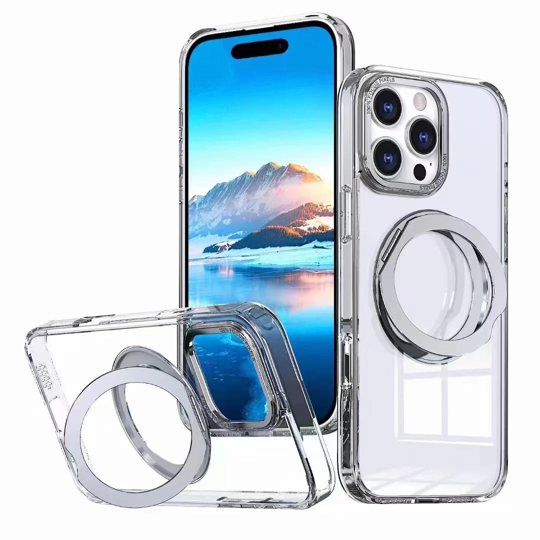 iPhone 17 Pro Clear MagSafe Case with Ring Stand | Shockproof & Warranty 