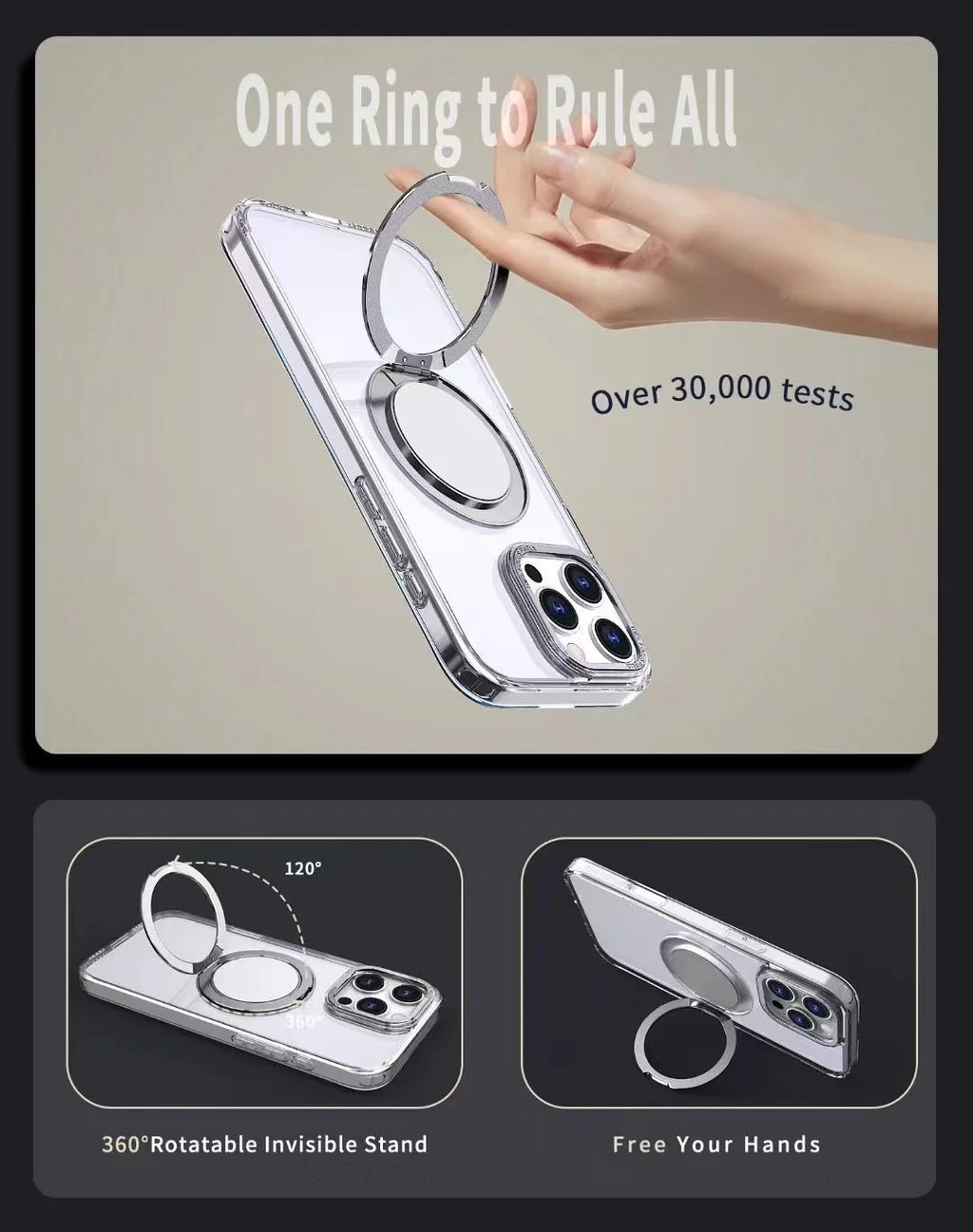 iPhone 17 Pro Clear MagSafe Case with Ring Stand | Shockproof & Warranty 