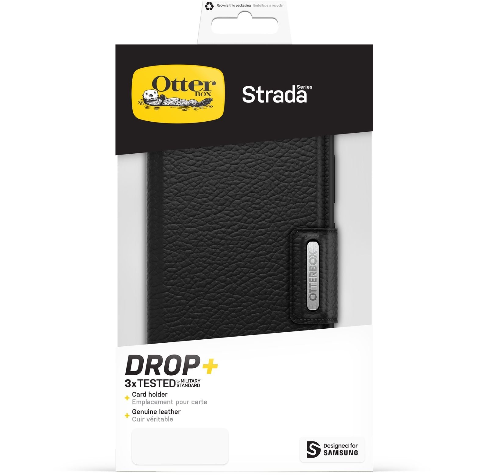OtterBox Strada Samsung S23+ 5G Case - Black Leather Folio Wallet Otterbox