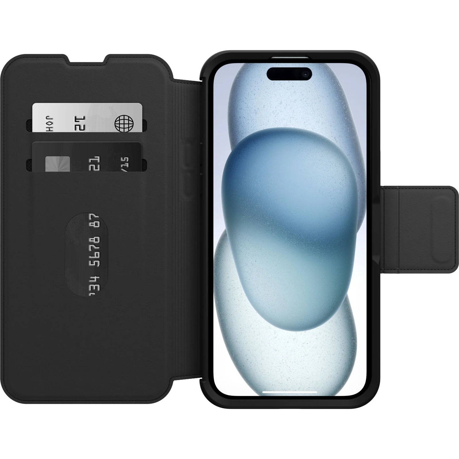 OtterBox Strada MagSafe iPhone 15 Plus Leather Folio Case - Black Otterbox