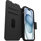 OtterBox Strada MagSafe iPhone 15 Plus Leather Folio Case - Black Otterbox