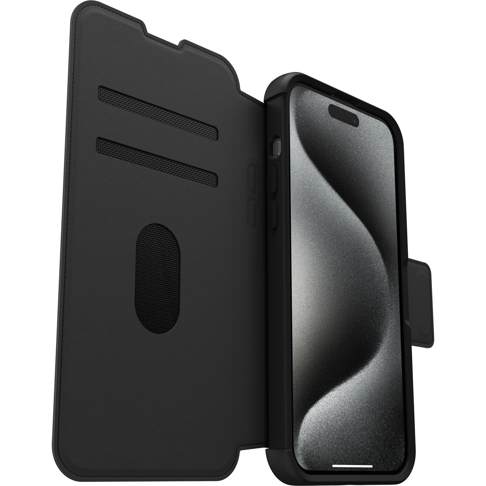 OtterBox Strada MagSafe iPhone 15 Pro Max Leather Folio Case - Black Otterbox