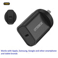 OtterBox 20W USB-C PD Fast Wall Charger - Black | iPhone & iPad Ready 