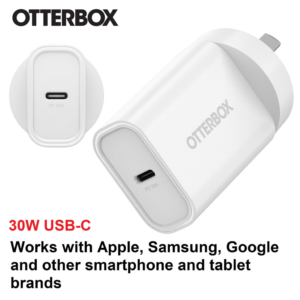 OtterBox 30W USB-C PD Fast Wall Charger White | Durable & Compact for Apple Otterbox