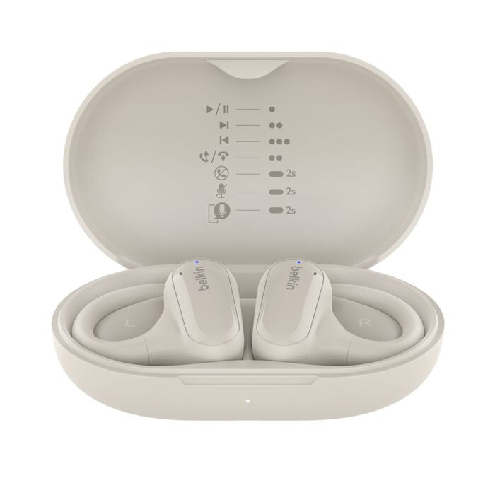 Belkin SoundForm ClearFit Open-Ear Wireless Earbuds - White | Fast Charge, IPX5 Belkin